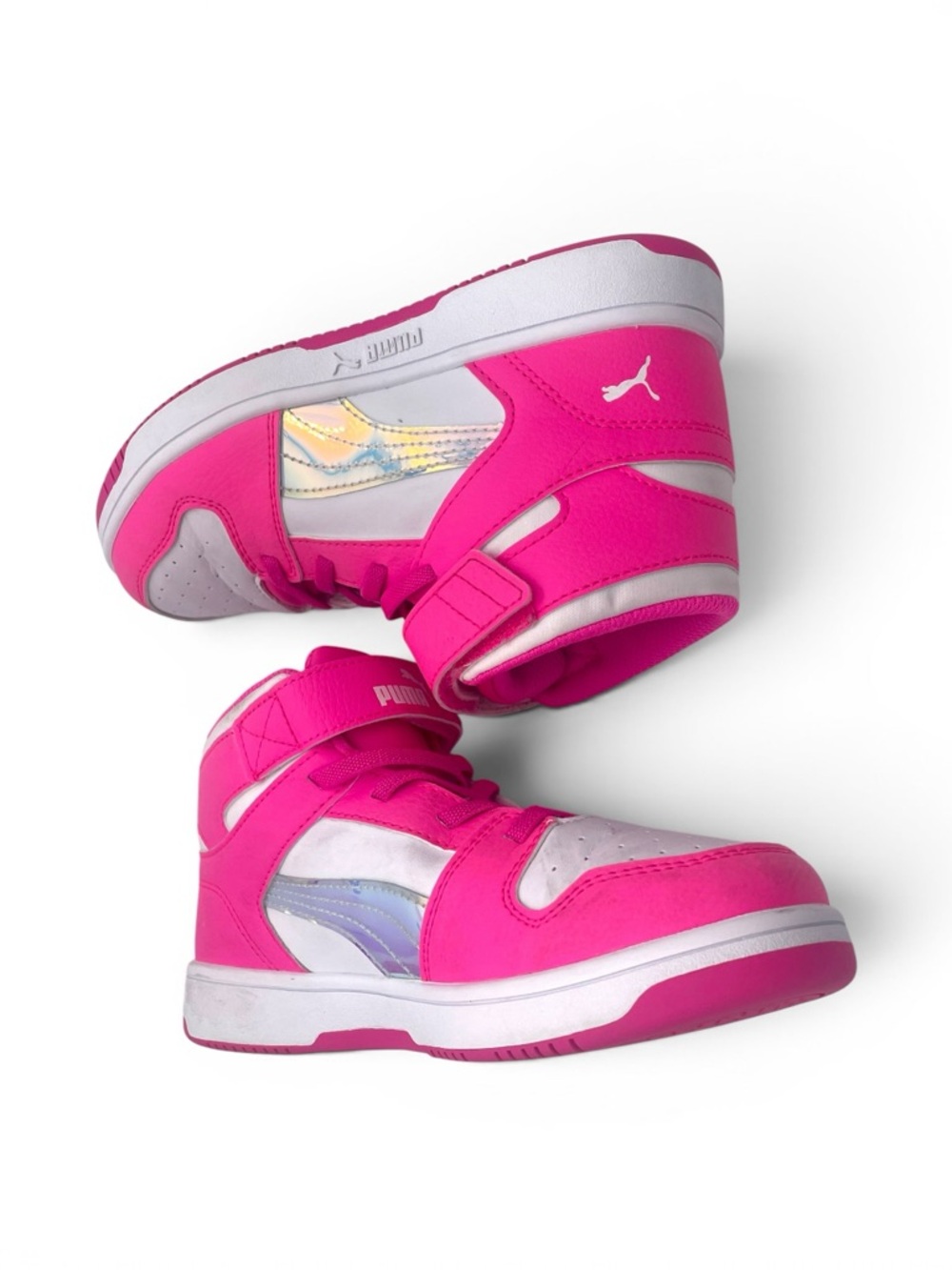 Puma Kids Pink High Top Sneakers Iridescent Size 2C - Picture 7 of 9
